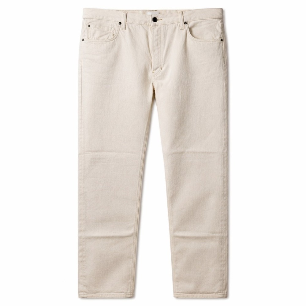 BANANA REPUBLIC BR Selvedge Straight Denim Sz 38x34 Ecru Ivory Button-Fly Italy